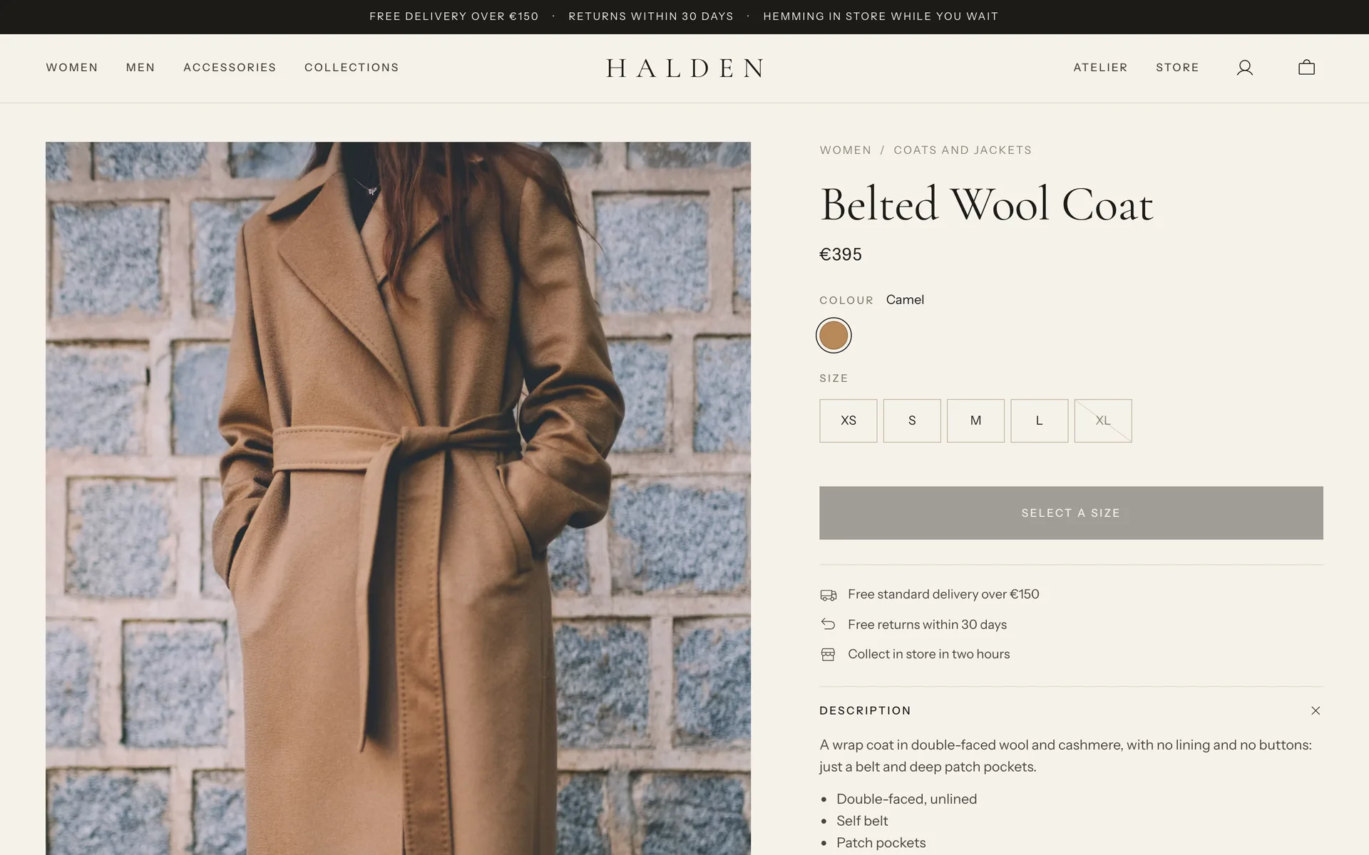 Clothing store template, Product page